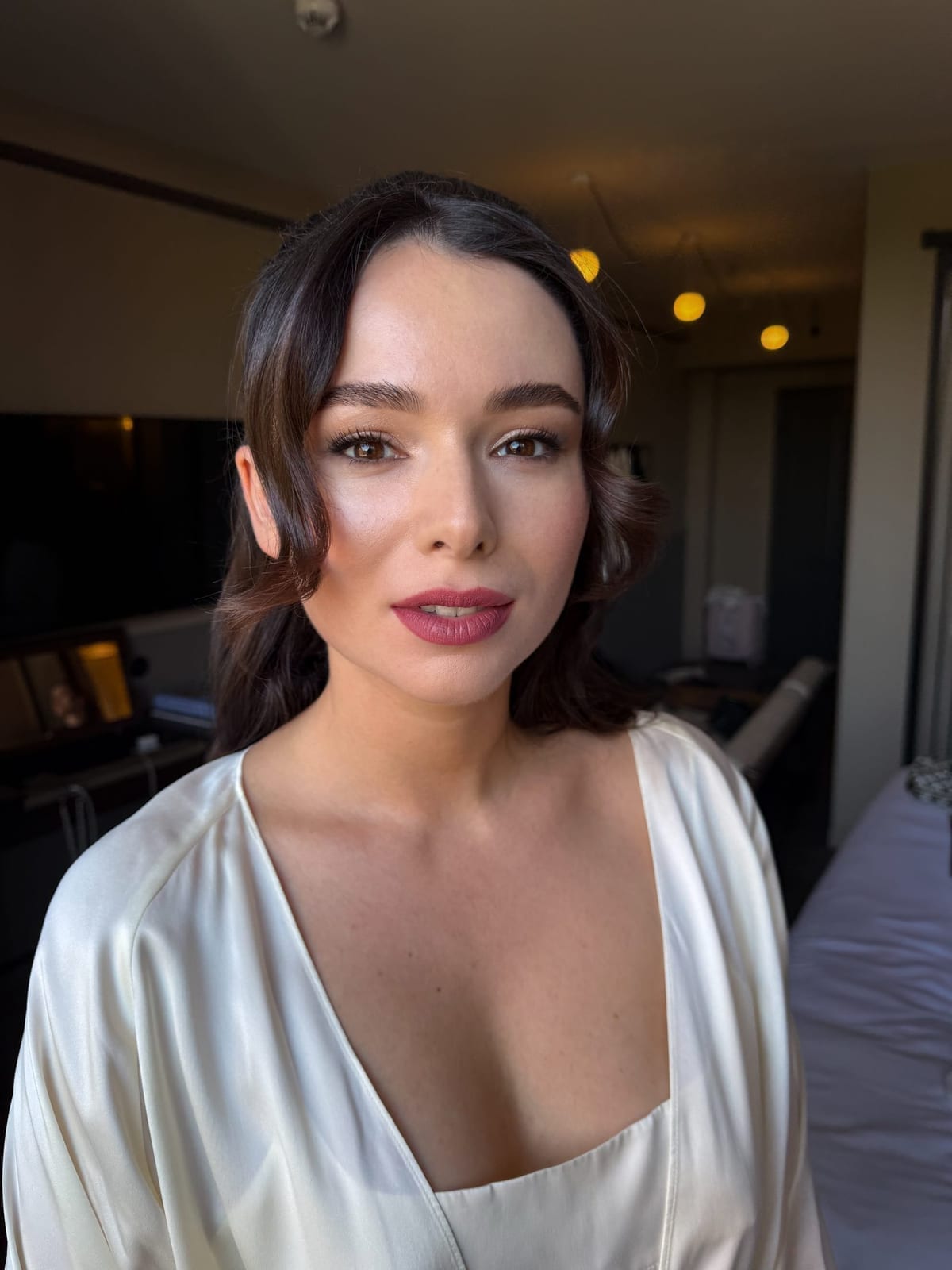Soft, radiant bridal makeup on a bride